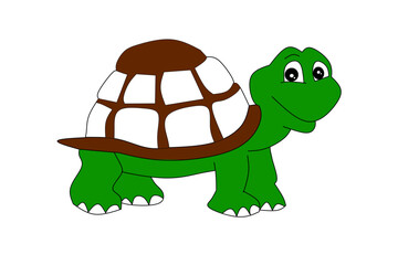 Cute turtle on a white background. Vector illustration.