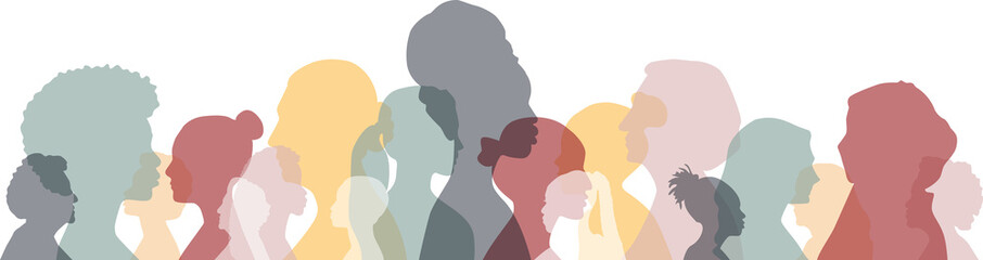 Women of different ethnicities together. Transparent background.