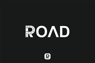 typography letter r road logo
