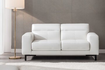 White living room design with mockup frame. Modern minimalistic interior background, 3d render with copy space.