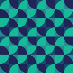 Blue and Green Geometric Seamless Vector Repeat Pattern