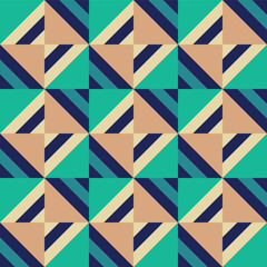 Squares and Triangles Geometric Seamless Vector Repeat Pattern