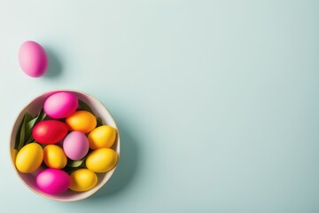 Fototapeta na wymiar Colorful background of colored Easter eggs, Generative AI.