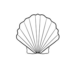 Vector seashell contour line art. Simple illustration, silhouette, isolated on white background.