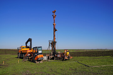 Drilling for subsequent grouting in the former mining area in pr