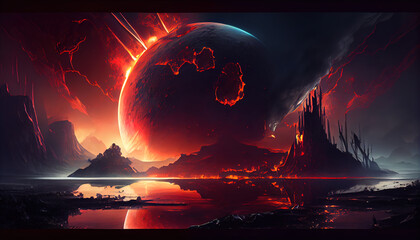 Portal to another planet. AI render