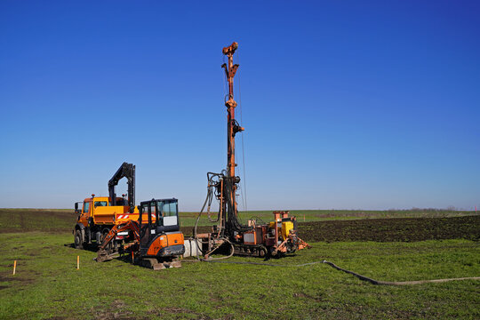 Drilling for subsequent grouting in the former mining area in pr