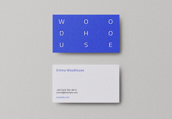 Blue Minimal White Business Card Logo Effect Mockup Template