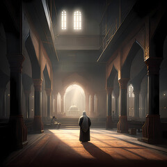 Mosque Praying Activity. Generative AI