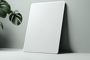 Empty screen tablet minimalist elegant mockup  with nature tropical plants background AI Generated