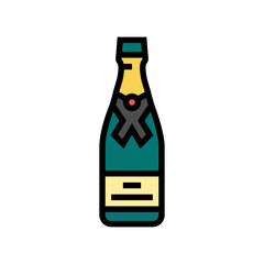 champagne glass bottle color icon vector illustration