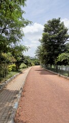 Portrait view of walking lane of Agara lake. Well maintained lakes and Part of Varthur lake series