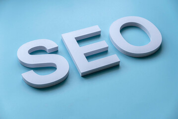 SEO alphabet. Search engine optimization.Concept of marketing, ranking, traffic of website internet business technology.