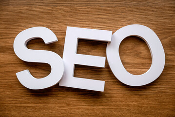 SEO alphabet. Search engine optimization.Concept of marketing, ranking, traffic of website internet...