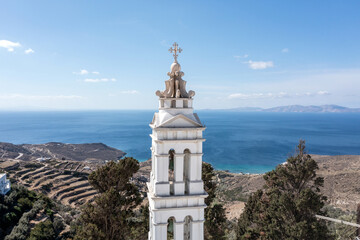 Cyclades, Greece. Tinos Greek island, Panagia church belfry