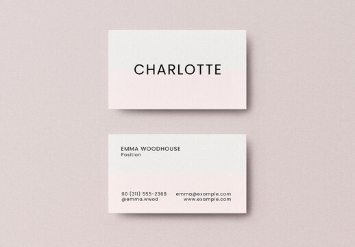 White Pink Modern Business Card Logo Effect Mockup Template