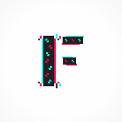 Abstract Glitch Effect Corporate Identity Letter F Logo Design