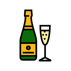 champagne drink bottle color icon vector illustration