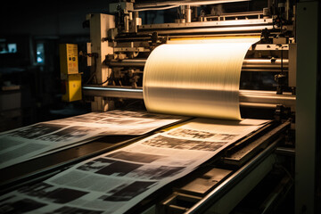 a newspaper printing press, showcasing the journalism and media industry profession