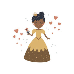 vector illustration of a cute black skin princess - 581501698