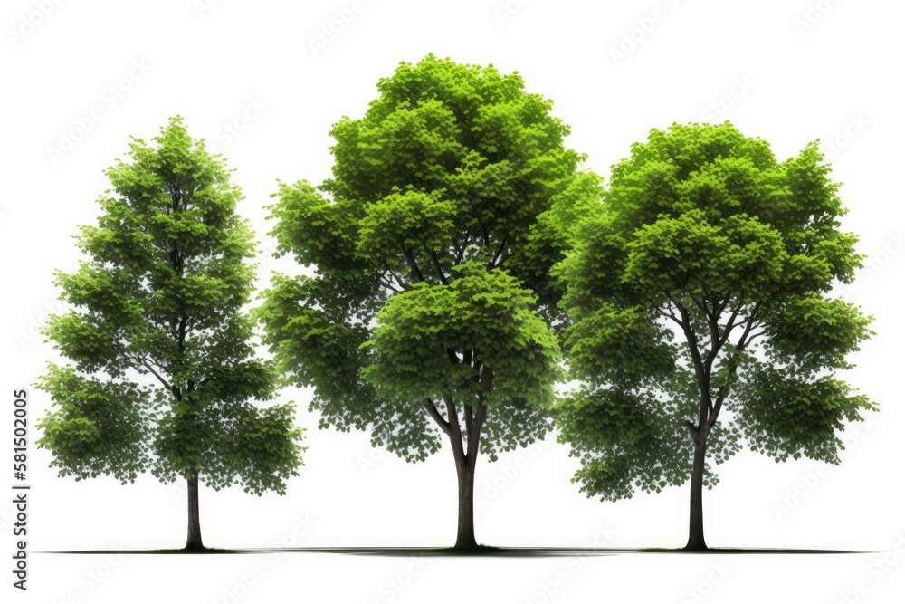 Aufkleber isolated green trees against a white background. are summertime forests and foliage available as cut