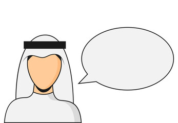 Man thinks. A man of Arabic appearance with thoughts, place for text. Vector illustration