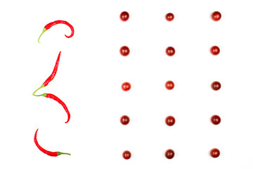 Background, pattern. Tomatoes on white background.