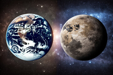 Earth and Moon Side by side, furnished by NASA