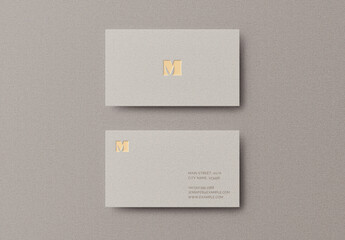 Minimal Pressed Debossed Business Card Logo Effect Mockup Template