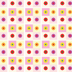 Retro Colorful Flowers Seamless Pattern Illustration Men's Shirt Fashion Textile Fabric. Repeating Tile.