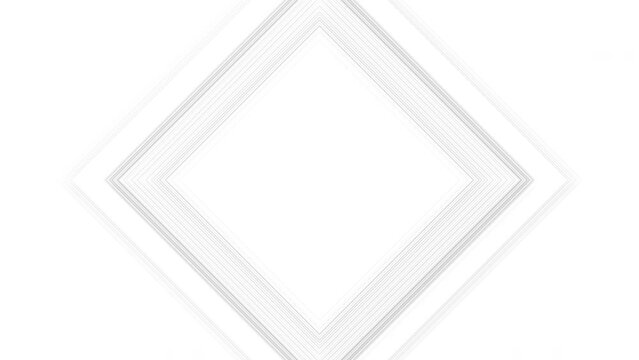Futuristic diamond frame white background. Minimal geometry lines motion design abstract tech backdrop. Seamless loop