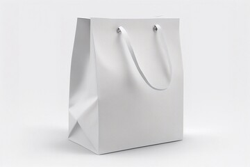White craft paper bag isolated on white background. Generative AI