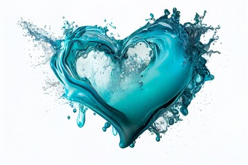 Spray heart made of water on isolated white background. Generative AI