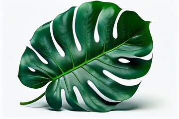Monstera leaf isolated on white background. Generative AI