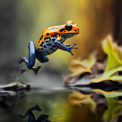 Fototapeta premium Jump Poison dart frog. Generative AI