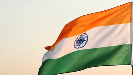India flag, Independence Day, Republic day Concept. National India flag waving, flying against the wind in the sky outdoor background. Concept flag of India, Ashoka Chakra, 15th of August