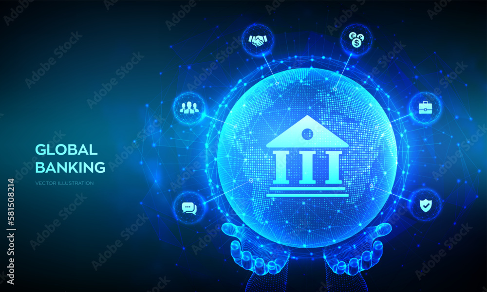 Poster banking. finance and banking networking. business global internet connection. financial technology. 