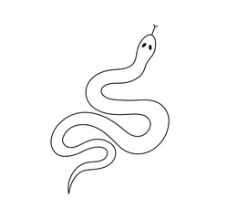 Vector isolated one single simplest crawling snake top view colorless black and white contour line easy drawing