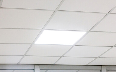 Modern design white office ceiling with led lighting - 581509884
