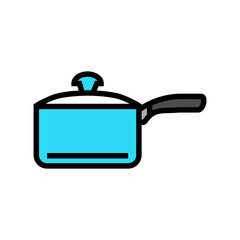 ceramic saucepan kitchen cookware color icon vector illustration