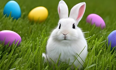 Fototapeta premium Easter bunny with Easter eggs