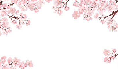 Fototapeta na wymiar Japanese Flower Sakura - Pink Cherry Blossom with White Background