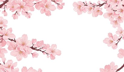 Japanese Flower Sakura - Pink Cherry Blossom with White Background