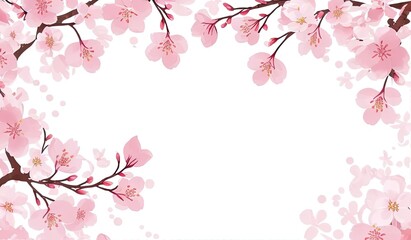 Japanese Flower Sakura - Pink Cherry Blossom with White Background
