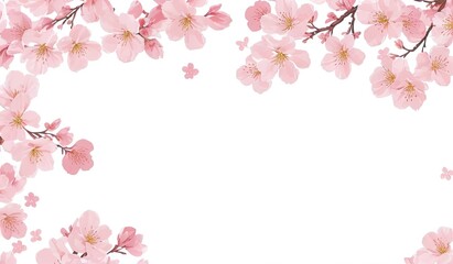 Obraz na płótnie Canvas Japanese Flower Sakura - Pink Cherry Blossom with White Background