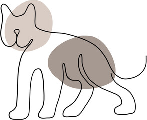 simplicity cat freehand continuous line drawing.