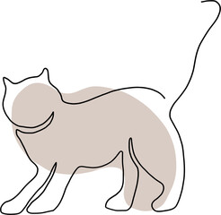simplicity cat freehand continuous line drawing.
