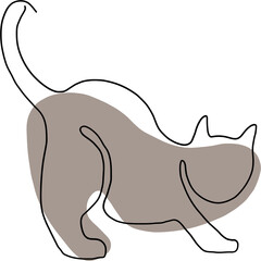 simplicity cat freehand continuous line drawing.