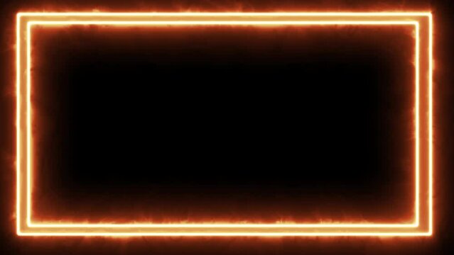 Flame effect with fire border video on black background isolated. high quality video 4K