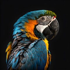 Obraz premium Colorful parrot close up portrait, AI generated